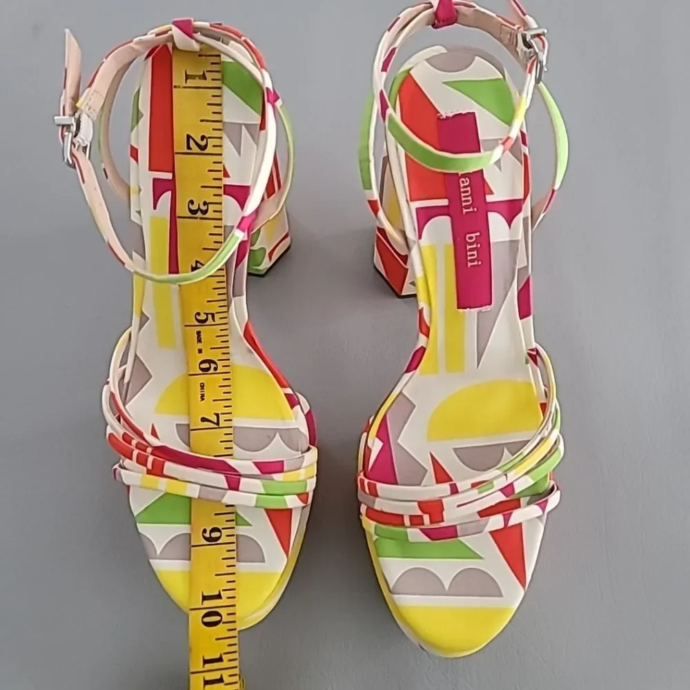 Gianni Bini Parrish Geo Print Strappy Platform Sandals 9M